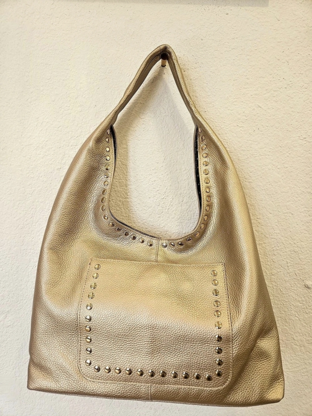 LAGGO Mara Studded Metallic Leather Hobo Bag